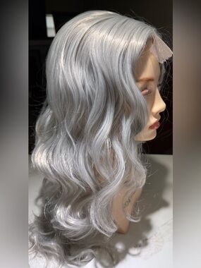 HAIR, 24” Wavy Long Layers, Lace at Center Part, Silver/Gray